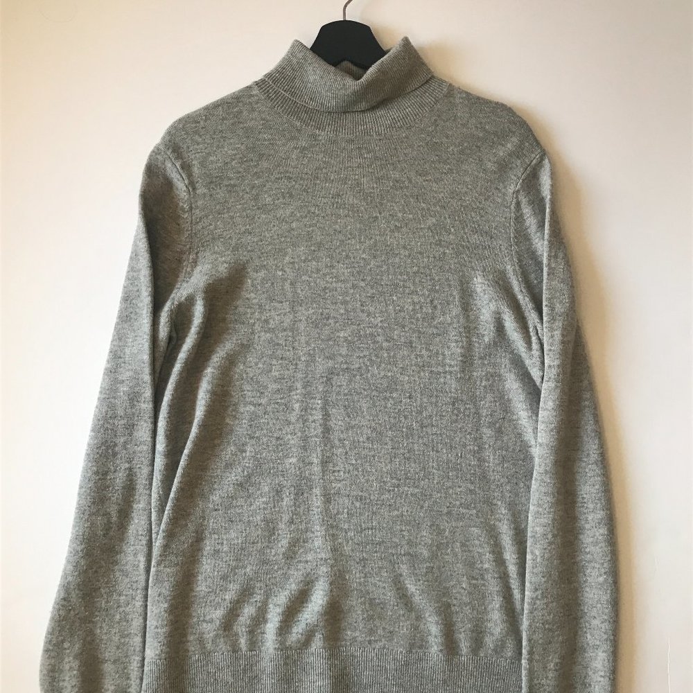 COS GRAY MERINO-YAK ROLL-NECK SWEATER